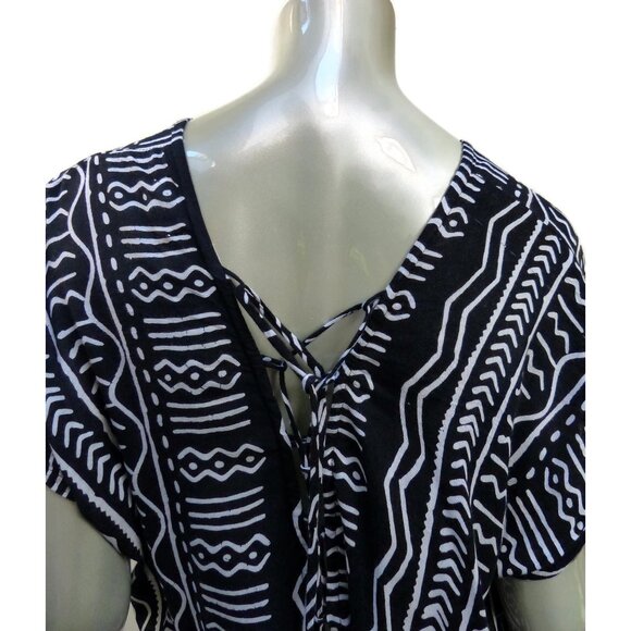 World Market Jumpsuit Corset  S-M Back Black White Tribal Mudprint Style Relaxed - Picture 6 of 8